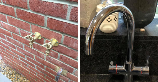 Outside tap and new kitchen tap